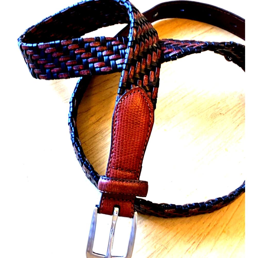 Braided Woven Leather Belt Mens 38 Two-Tone Preppy Fishing Gorpcore Utility